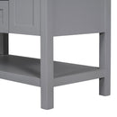 36-Inch Grey Bathroom Vanity with Solid Wood Frame and MDF, Resin Basin, 2 Drawers, 2 Cabinet Doors, 2 Adjustable Shelvesdoor,Single Resin Sink,Small Bathroom Organization Cabinet - Supfirm