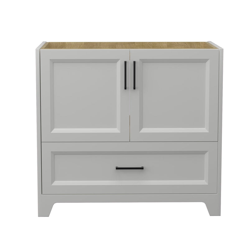 Supfirm 36 Inch Solid Wood Bathroom Vanity Without Top Sink, Modern Bathroom Vanity Base Only, Birch solid wood and plywood cabinet, Bathroom Storage Cabinet with Double-door cabinet and 1 Drawer Light Gray - Supfirm