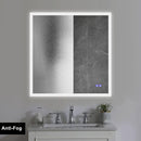 36 x 36 Inch Frameless LED Illuminated Bathroom Wall Mirror, Touch Button Defogger, Square, Silver - Supfirm