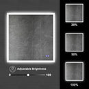 36 x 36 Inch Frameless LED Illuminated Bathroom Wall Mirror, Touch Button Defogger, Square, Silver - Supfirm