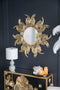 Supfirm 38" Sunburst Metal Decorative Mirror with Gold Finish, Boho Wall Decor Sun Mirror for Living Room Bathroom Enterway - Supfirm