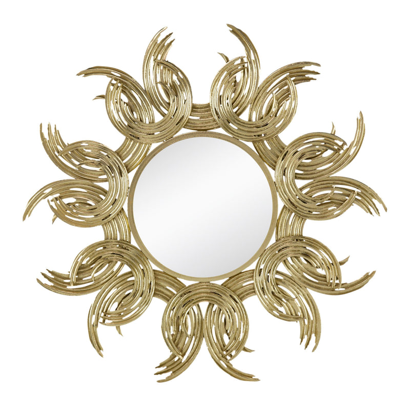 Supfirm 38" Sunburst Metal Decorative Mirror with Gold Finish, Boho Wall Decor Sun Mirror for Living Room Bathroom Enterway - Supfirm