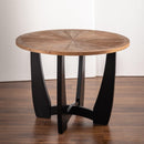 39.37 "Retro Patchwork Round Coffee Table with Scattered Pattern Tabletop and Crossed Cedar Legs - Supfirm