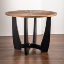 39.37 "Retro Patchwork Round Coffee Table with Scattered Pattern Tabletop and Crossed Cedar Legs - Supfirm