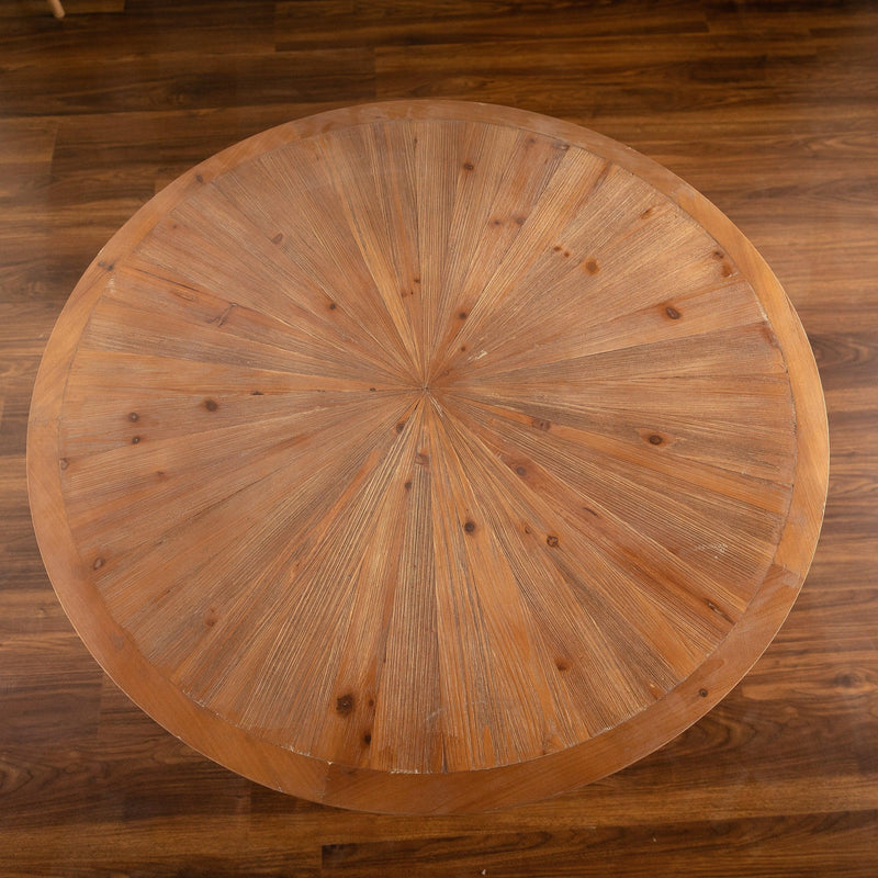 39.37 "Retro Patchwork Round Coffee Table with Scattered Pattern Tabletop and Crossed Cedar Legs - Supfirm