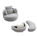 Supfirm 39"W Oversized Swivel Chair with moon storage ottoman for Living Room, Modern Accent Round Loveseat Circle Swivel Barrel Chairs for Bedroom Cuddle Sofa Chair Lounger Armchair, 4 Pillows, Teddy Fabric - Supfirm