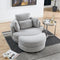 Supfirm 39"W Oversized Swivel Chair with moon storage ottoman for Living Room, Modern Accent Round Loveseat Circle Swivel Barrel Chairs for Bedroom Cuddle Sofa Chair Lounger Armchair, 4 Pillows, Teddy Fabric - Supfirm