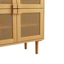 4-Doors Rattan Mesh Storage Cabinet, Sideboard with Eight Storage Spaces, for Entryway, Living Room, Hallway (Natural) - Supfirm