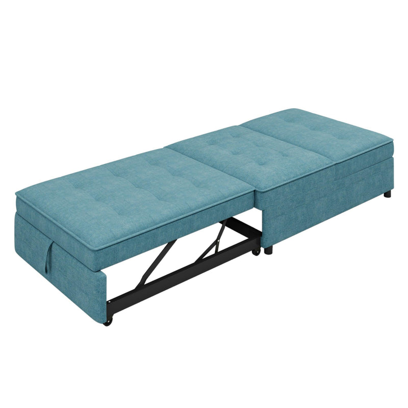 4-in-1 Sofa Bed, Chair Bed, Multi-Function Folding Ottoman Bed with Storage Pocket and USB Port for Small Room Apartment,Living Room,Bedroom,Hallway, Teal - Supfirm