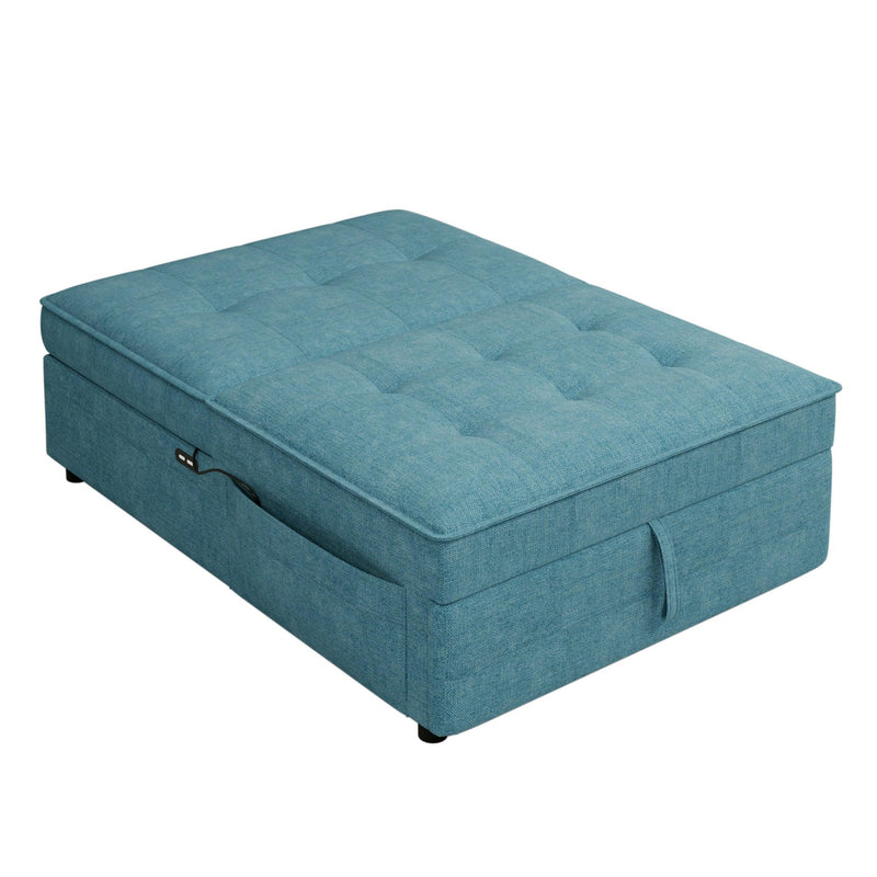 4-in-1 Sofa Bed, Chair Bed, Multi-Function Folding Ottoman Bed with Storage Pocket and USB Port for Small Room Apartment,Living Room,Bedroom,Hallway, Teal - Supfirm