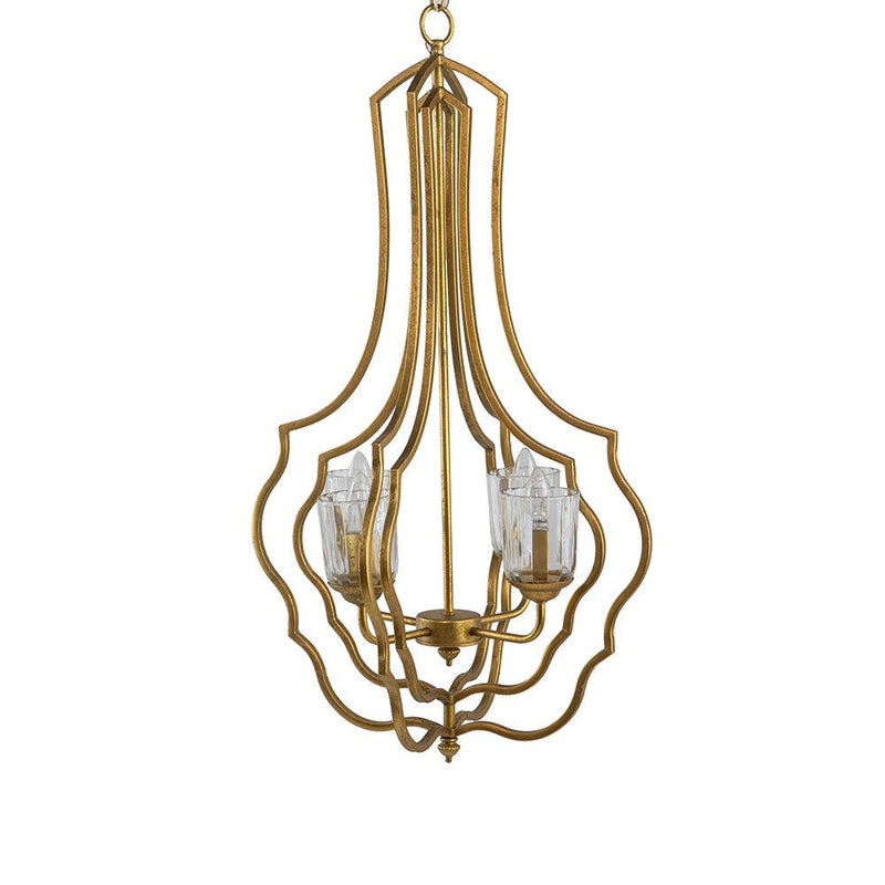 4 - Light Metal Chandelier, Hanging Light Fixture with Adjustable Chain for Kitchen Dining Room Foyer Entryway, Bulb Not Included - Supfirm