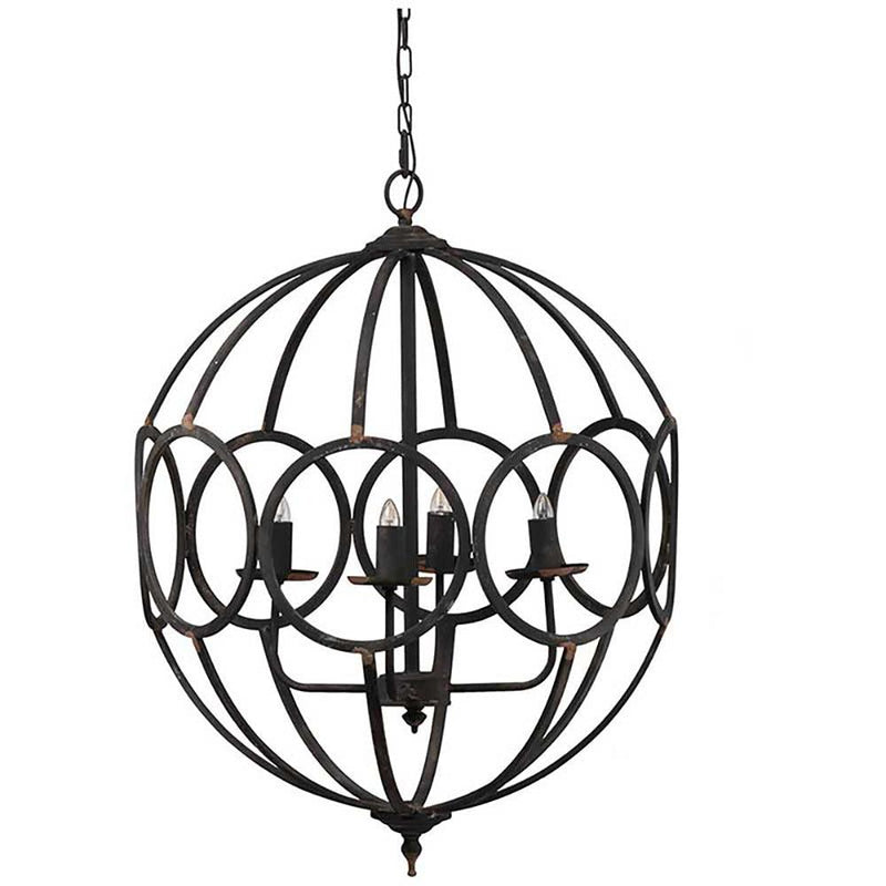 4 - Light Metal Chandelier, Hanging Light Fixture with Adjustable Chain for Kitchen Dining Room Foyer Entryway, Bulb Not Included - Supfirm