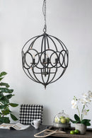 4 - Light Metal Chandelier, Hanging Light Fixture with Adjustable Chain for Kitchen Dining Room Foyer Entryway, Bulb Not Included - Supfirm