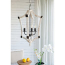 4 - Light Wood Chandelier, Hanging Light Fixture with Adjustable Chain for Kitchen Dining Room Foyer Entryway, Bulb Not Included - Supfirm