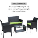 4 PC Rattan Patio Furniture Set Outdoor Patio Cushioned Seat Wicker Sofa (green Cushion) - Supfirm