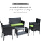 4 PC Rattan Patio Furniture Set Outdoor Patio Cushioned Seat Wicker Sofa (green Cushion) - Supfirm