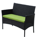 4 PC Rattan Patio Furniture Set Outdoor Patio Cushioned Seat Wicker Sofa (green Cushion) - Supfirm