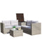 4 Piece Patio Sectional Wicker Rattan Outdoor Furniture Sofa Set with Storage Box Grey - Supfirm