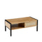 40.16" Rattan Coffee table, sliding door for storage, metal legs, Modern table for living room , natural - Supfirm