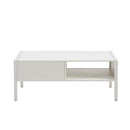 40.16" Rattan Coffee table, sliding door for storage, metal legs, Modern table for living room , white - Supfirm