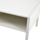 40.16" Rattan Coffee table, sliding door for storage, metal legs, Modern table for living room , white - Supfirm