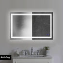 Supfirm 40 x 24 Inch Frameless LED Illuminated Bathroom Wall Mirror, Touch Button Defogger, Rectangular, Silver - Supfirm