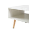 41.34" Rattan Coffee table, sliding door for storage, solid wood legs, Modern table for living room ,White - Supfirm