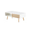 41.34" Rattan Coffee table, sliding door for storage, solid wood legs, Modern table for living room ,White - Supfirm