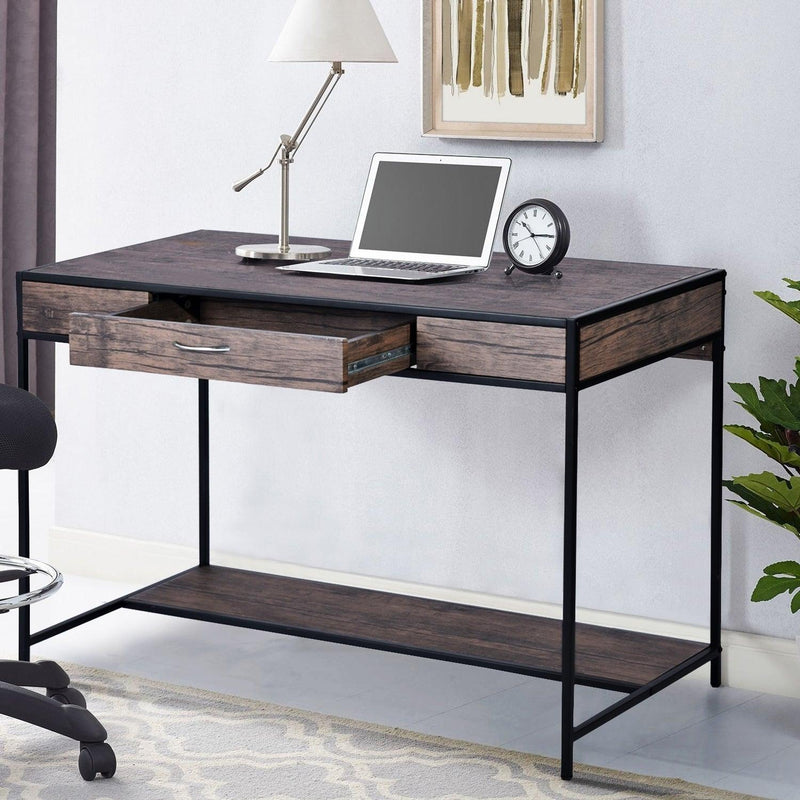 43.3"W x 21.6"D x 29.3"H Computer Desk with One Drawer, Walnut & Black - Supfirm