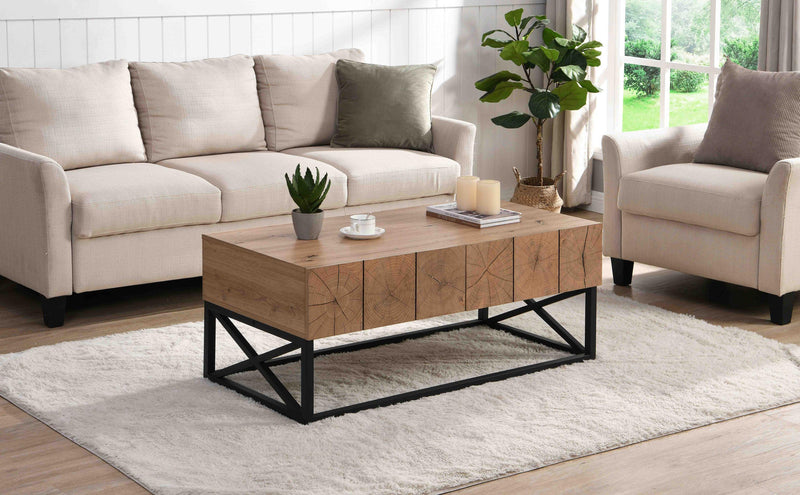 43.31'' Luxury Coffee Table with Two Drawers, Industrial Coffee Table for Living Room, Bedroom & Office - Supfirm