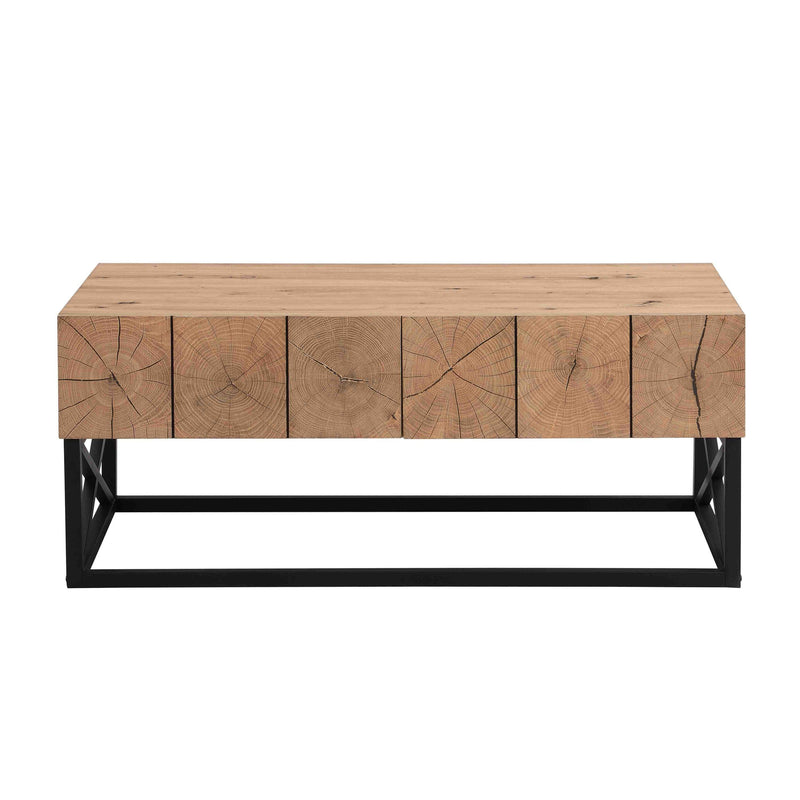 43.31'' Luxury Coffee Table with Two Drawers, Industrial Coffee Table for Living Room, Bedroom & Office - Supfirm