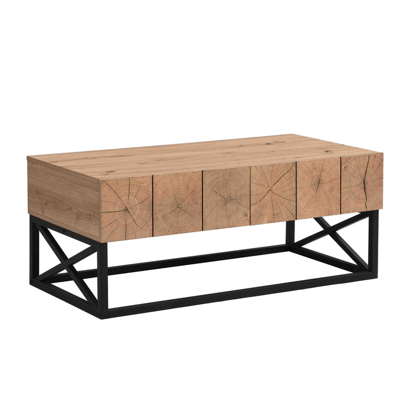 43.31'' Luxury Coffee Table with Two Drawers, Industrial Coffee Table for Living Room, Bedroom & Office - Supfirm