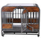 46in Heavy Duty Dog Crate, Furniture Style Dog Crate with Removable Trays and Wheels for High Anxiety Dogs - Supfirm