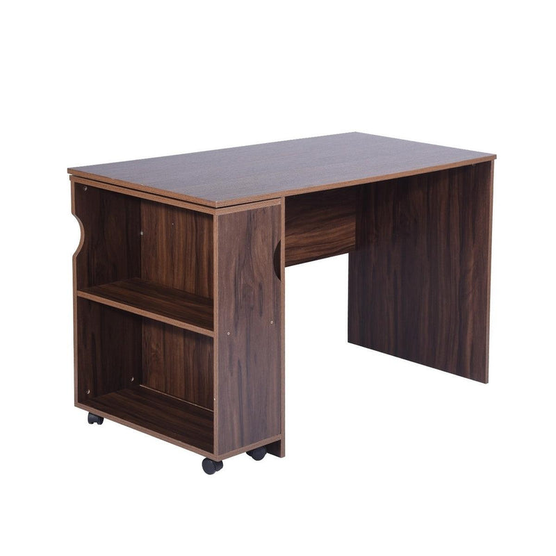 47.4" L Computer Desk with movable bookcase, brown - Supfirm