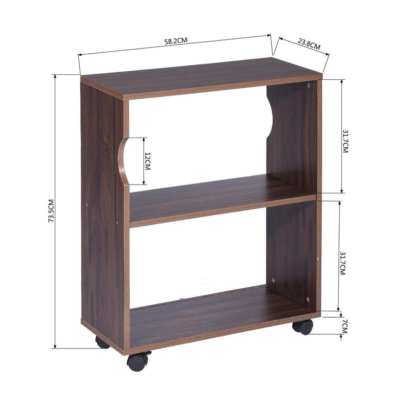 47.4" L Computer Desk with movable bookcase, brown - Supfirm