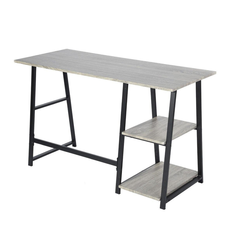 47.4"W X 19.7"D X 28.9"H Wooden Desk with 2 Storage Racks - GREY & BLACK - Supfirm