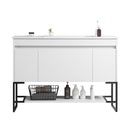 48" Bathroom Vanity with Sink,Bathroom Vanity Cabinet with Two Soft Close Cabinet Doors & soft-close Drawers,Bathroom Storage Cabinet with a Lower Open Shelf,with Metal Legs,White Ceramic Sink,White - Supfirm