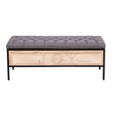 48'' Ottoman with Storage for Bedroom Upholstered Storage Benches Wood JOY End of Bed Bench (Dark Gray) - Supfirm