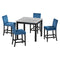 5-piece Counter Height Dining Table Set with One Faux Marble Dining Table and Four Upholstered-Seat Chairs, Table top: 40in.L x40in.W, for Kitchen and Living room Furniture,Blue - Supfirm