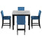 5-piece Counter Height Dining Table Set with One Faux Marble Dining Table and Four Upholstered-Seat Chairs, Table top: 40in.L x40in.W, for Kitchen and Living room Furniture,Blue - Supfirm