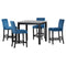 5-piece Counter Height Dining Table Set with One Faux Marble Dining Table and Four Upholstered-Seat Chairs, Table top: 40in.L x40in.W, for Kitchen and Living room Furniture,Blue - Supfirm