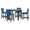 5-piece Counter Height Dining Table Set with One Faux Marble Dining Table and Four Upholstered-Seat Chairs, Table top: 40in.L x40in.W, for Kitchen and Living room Furniture,Blue - Supfirm