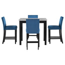 5-piece Counter Height Dining Table Set with One Faux Marble Dining Table and Four Upholstered-Seat Chairs, Table top: 40in.L x40in.W, for Kitchen and Living room Furniture,Blue - Supfirm