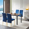 5-Piece Dining Set Including Blue Velvet High Back Golden Color Legs Nordic Dining Chair & Creative Design MDF Dining Table - Supfirm