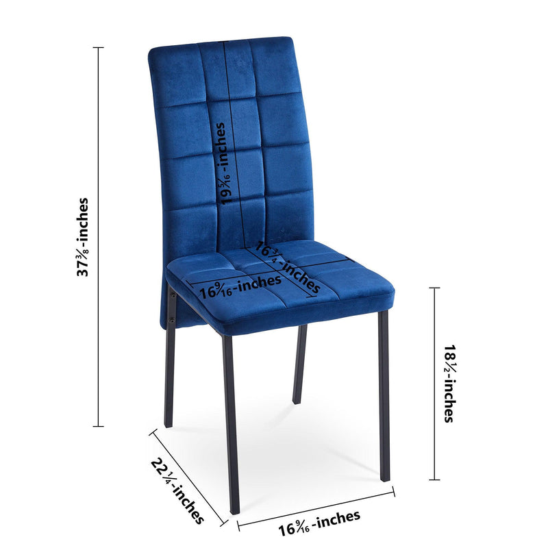 5-Piece Dining Set Including Blue Velvet High Back Nordic Dining Chair & Creative Design MDF Dining Table - Supfirm