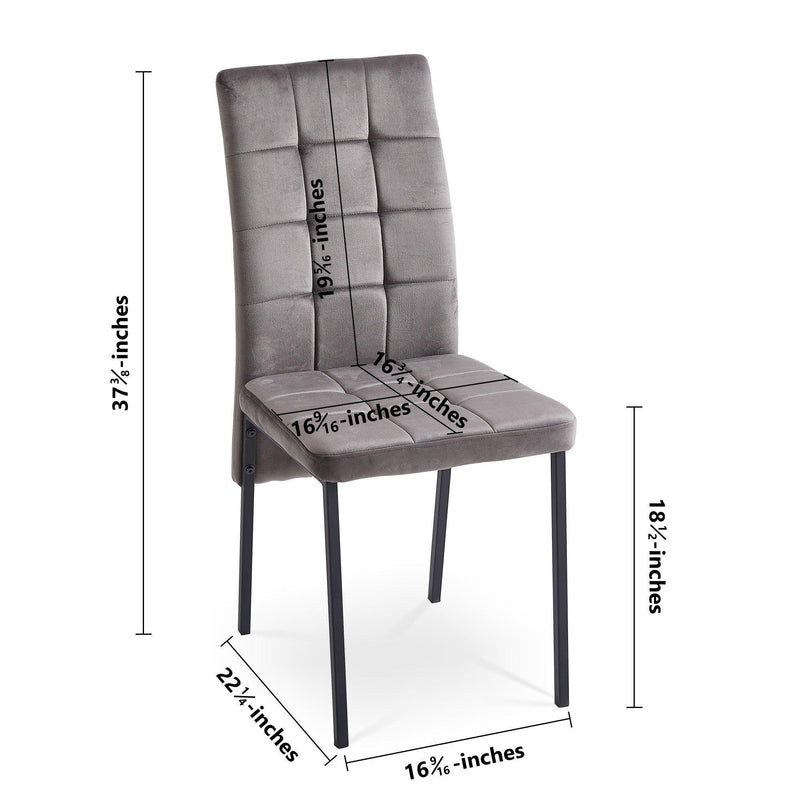 5-Piece Dining Set Including Grey Velvet High Back Nordic Dining Chair & Creative Design MDF Dining Table - Supfirm