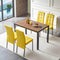 5-Piece Dining Set Including Yellow Velvet High Back Nordic Dining Chair & Creative Design MDF Dining Table - Supfirm