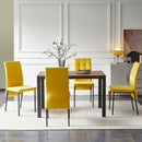 5-Piece Dining Set Including Yellow Velvet High Back Nordic Dining Chair & Creative Design MDF Dining Table - Supfirm