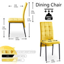 5-Piece Dining Set Including Yellow Velvet High Back Nordic Dining Chair & Creative Design MDF Dining Table - Supfirm