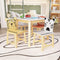 5 Piece Kiddy Table and Chair Set , Kids Wood Table with 4 Chairs Set Cartoon Animals (bigger table) (3-8 years old) - Supfirm